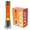 FISURA - Lampe à lave orange. Base chromée, liquide orange et lave. Lampe d'ambiance originale. Avec ampoule de rechange. 11 cm x 11cm x 39,5 cm.
