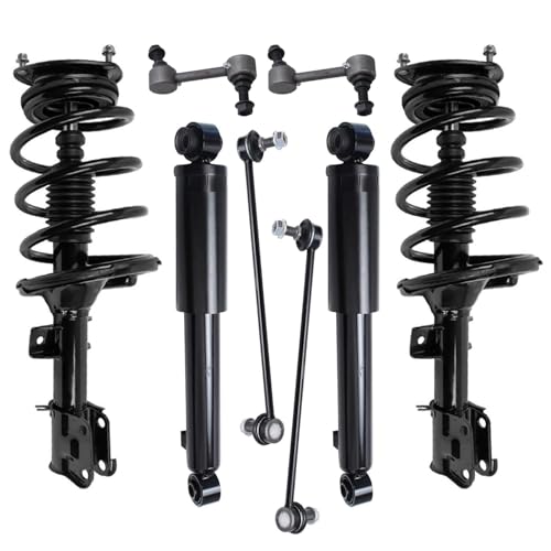 Image of Detroit Axle - 8pc Struts Suspension Kit for Hyundai 2007-2012 Veracruz, 2 Front Struts with Coil Springs 2 Rear Shock Absorbers 4 Front Rear Sway Bar End Links 2008 2009 2010 2011 Replacement