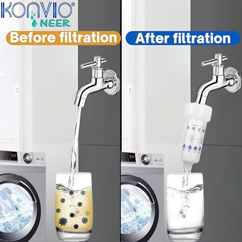 Image of Konvio Neer PP Spun Cartridge for Washing Machine Water Filter to Protects Against Limescale, Hard Water & Odor, Includes 20 Anti-Scalent Balls, (PP Cartridge of Washing Machine Filter)