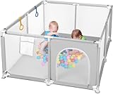 ベビーサークル (120cm×120cm, グレー)