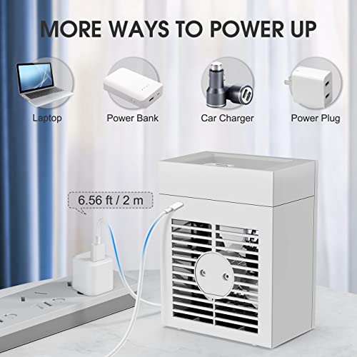 Mini Portable Air Conditioners, AOLOS 3 IN 1 Evaporative Air Cooler, 2000mAh Battery Powered & USB Rechargeable, 3 Speeds Humidify Air Cooler, Small Air Conditioner Portable for Room Car RV Camping