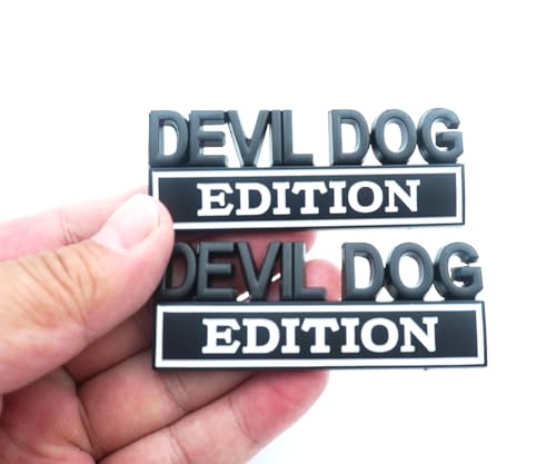 Image of Pair Set Devil Dog Edition Bumper Letters 3D Decal Emblems Badge Replacement for Universal Car, Truck, Rv, Boat (Black White)