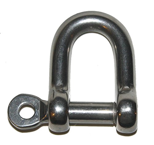 Nautos D Straight Shackle with Screw PIN with Eye - 316 AISI Stainless Steel - Forged (105-10mm - 3/8