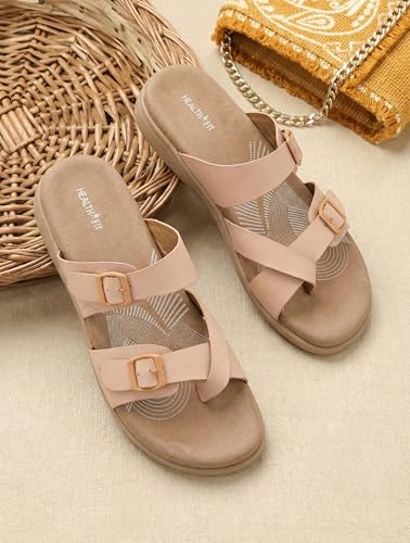 Image of HEALTH FIT EXTRA SOFT Women's Comfortable Memory Foam Doctor Slippers /Flip-Flops|Fashionable Casual & Stylish|Lightweight & Breathable|Outdoor Synthetic Casual Chappals Sandals Ladies & Girls HF30