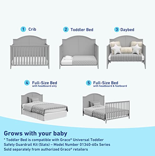 Graco Wilfred 5-In-1 Convertible Crib (Pebble Gray) – Greenguard Gold Certified, Converts To Toddler Bed And Full-Size Bed, Fits Standard Full-Size Crib Mattress, Adjustable Mattress Support Base #TOP3