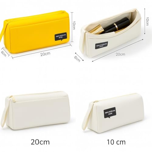 Image of Stylish White Zipper Pencil Pouch, Designed for Students, Office use, and Daily Carry (Set of 1 White)