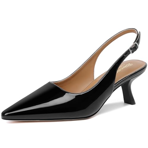 Image of RIBONGZ Sexy Slingback Pumps Elegant Dressy Heels for Women Closed Toe Pointy High Heels Wedding Bride Prom Party Evening Shoes