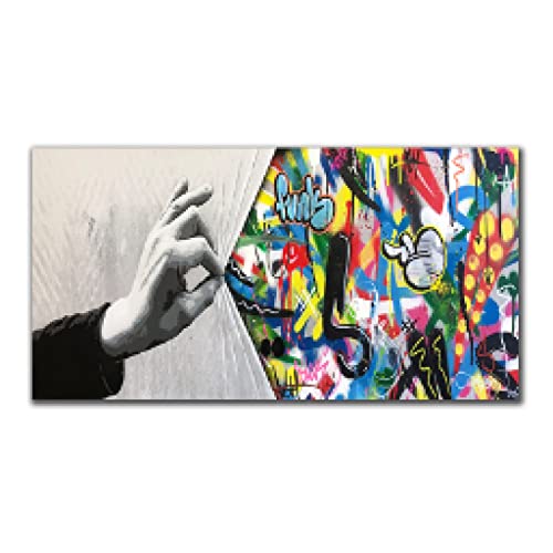 Toile Geste Graffiti Art Abstrait pour Réveiller un Mur Blanc de Salon sans Encombrer