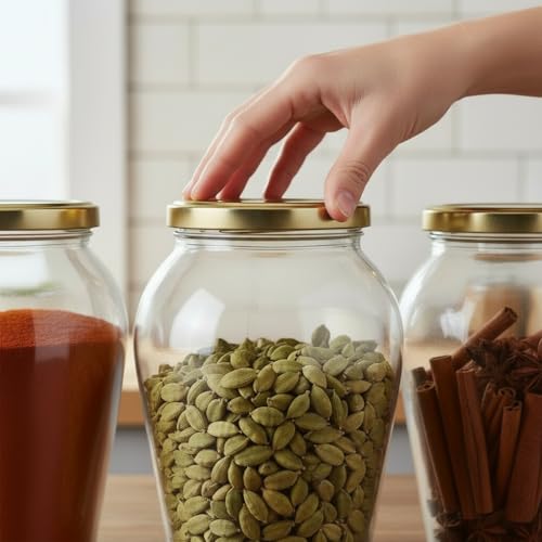 Image of ginoya brothers - Kitchen Glass Jar (3, 1000 Ml. Pot Shape Jar)