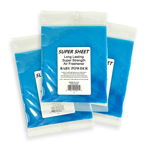 Image of Super Sheet Large (8 inchx7 inch) Under Seat Car Air Freshener, 3-PACK (Baby Powder)