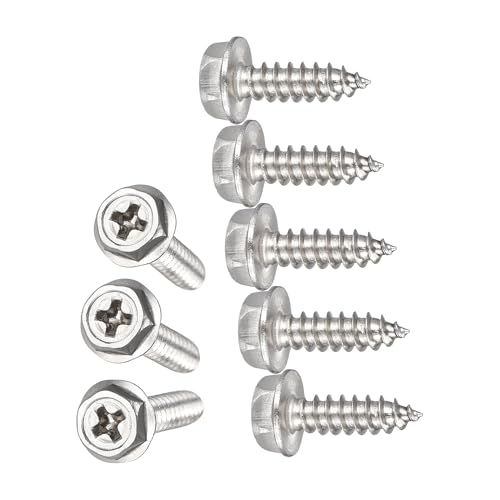 Image of TA-VIGOR 100Pcs Self Tapping Screws with Washer, M3 x 10mm Phillips Wood Screw, Hex Flange Head Self Drilling Screws, 304 Stainless Steel Metal Screw Bolts for Wood Drywall Furniture Repairing