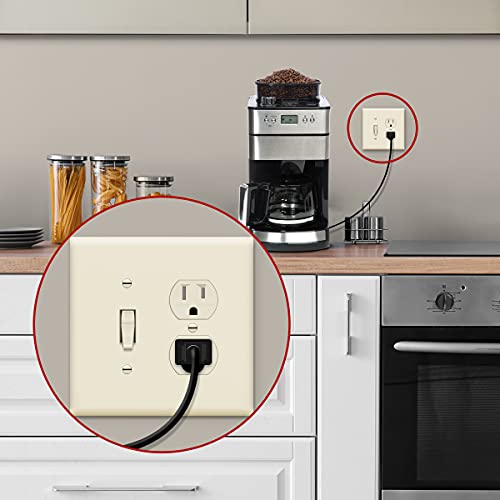 ENERLITES Combination Toggle Light Switch/Duplex Receptacle Outlet Wall Plate, Mid-Size 2-Gang 4.88" x 4.92", Polycarbonate Thermoplastic, 881121M-LA, Light Almond by ENERLITES - Image 7