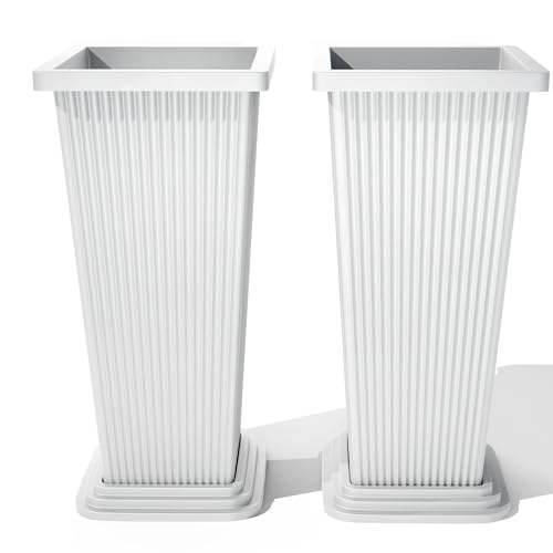 FENCY White Striped Tall Planters
