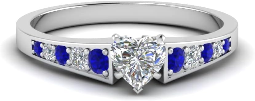 Choose Your Gemstone Graduated Pave Accent Diamond CZ Ring Sterling Silver Heart Shape Side Stone Engagement Rings Matching Jewelry Wedding Jewelry Easy to Wear Gifts US Size 4 to 12