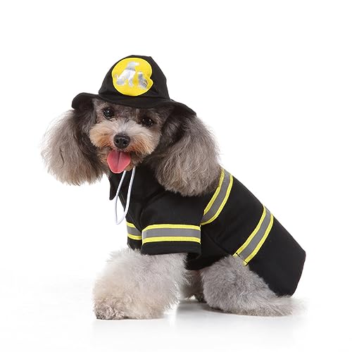 Disfraz para perro Traje de bombero negro tamaño L