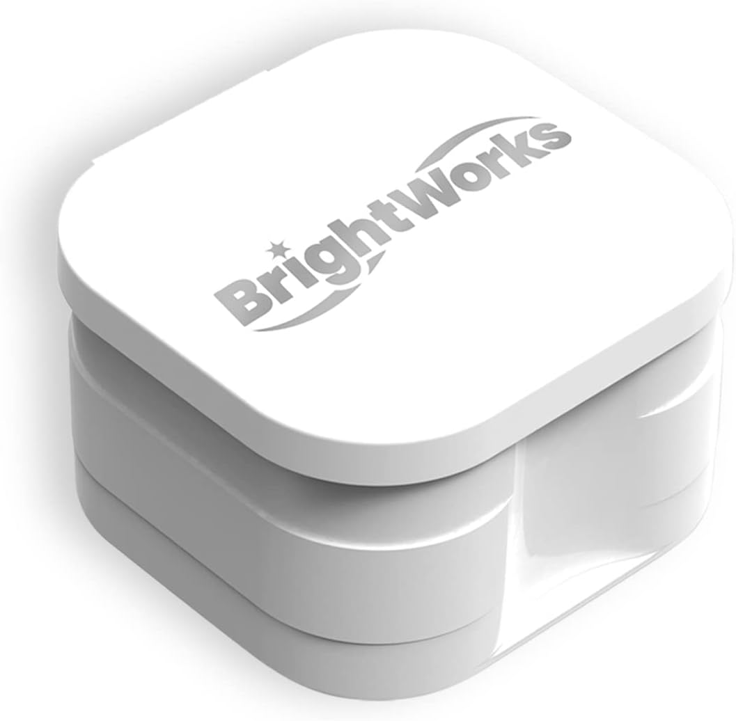 BrightWorks Dental Bath Cleaner Cup Case (3 Pack) for Dentures, Aligners, Retainers, Night Guards, Mouth Guards, Dental Guards, and Dental Appliances. Includes Rinsing Basket, Easy to Use.