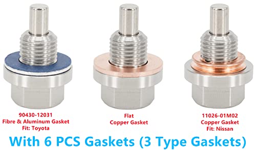 Dsnaduo 1Pc M12X1.25 Stainless Steel Magnetic Engine Oil Drain Plug Fit Toyota 4Runner Camry Highlander Landcruiser Prius Rav4 Sienna Tacoma Venza Yaris Lexus Nissan Infiniti John Deere 90341-12012 #TOP4