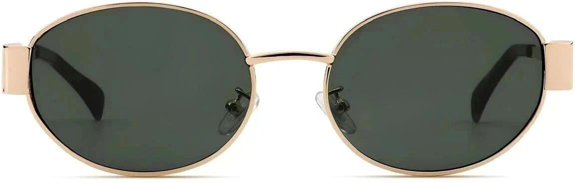 Full-frame Women's Casual Golden Metal Sunglasses, Adult Oval Frame, Black Polarized UV Protection Lenses-image-34