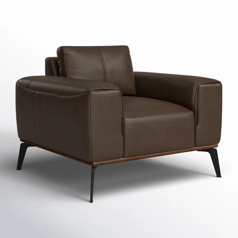 Image of LEGACY OF COMFORT Conley Leather Armchair Lounger Armchair Sofa One Seater Sofa for Living Room Offices Hotels (Brown, One Seater)