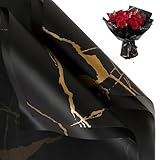NESCCI 20 Sheet Flower Wrapping Paper - Waterproof Floral Bouquet Wrapping Paper, Florist Supplies Packaging Paper for Wedding Birthday Gift DIY (Marble Black)