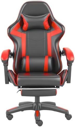 Ergonomic Gaming Chair with Footrest and Lumbar Support, 90°-140°...