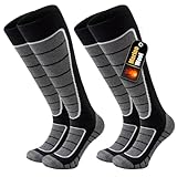 Stoeury 2 Pares de Calcetines de Esquí de Lana Merino para Hombres y Mujeres, Calcetines Deportivos Abrigados Hasta la Rodilla para Invierno, Ideales para Esquí, Senderismo y Snowboard