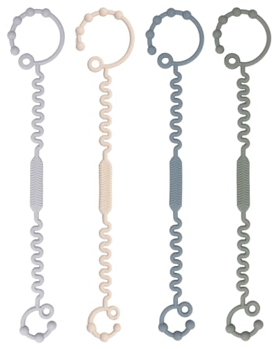 Image of Babygoal Silicone Strap Chains 4 Pack for Baby Boy Girl Fits Teething Toys,Teether,Highchairs,Car Seat,Strollers-Neutral Color 4GJS21-B