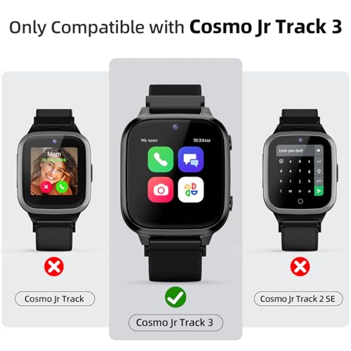 SimpleThings Protection d'écran compatible avec la montre intelligente Cosmo JrTrack 3, coque rigide en polycarbonate avec protection d'écran en verre trempé transparent HD pour enfants, garçons et – vue 2