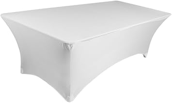 TEKTRUM 6 FT LONG RECTANGULAR STRETCH TABLECLOTH DJ JACKET COVER FOR TRADE SHOW - PREMIUM FABRIC White