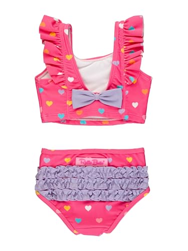 RuffleButts Baby/Toddler Girls Waterfall Tankini Two Piece Swimsuit - Colorful Hearts, 10 - Thumbnail 2