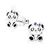 Pendientes de oso panda con lazo morado de plata de ley