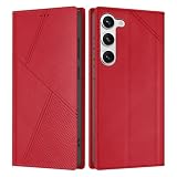 YOLALAHO Galaxy S23 ケース 手帳型 耐衝撃 カード収納 ギャラクシー SC-51D SCG19 カバー 財布型 スタンド機能 高級レザー ぎやらくしーs23 スマホケース 全面保護 上質な手触り ストラップホール付き マグネット式 擦り傷防止 かわいい おしゃれ レッド