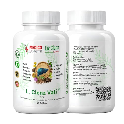 Image of L Clenz Vati - Liver Detox Supplement 240 Tabs (500 mg) | Potent Kutki, Dandelion & 9 liver detox ayurvedic herbs | Helps Repairing Liver From Alcoholic & Fatty Liver (2 Months)