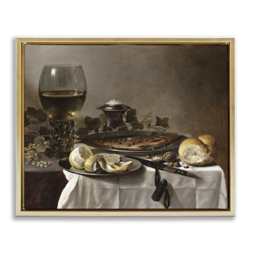 Classic Still Life with Herring, 25 x 31 Inch Canvas in Floater Frame