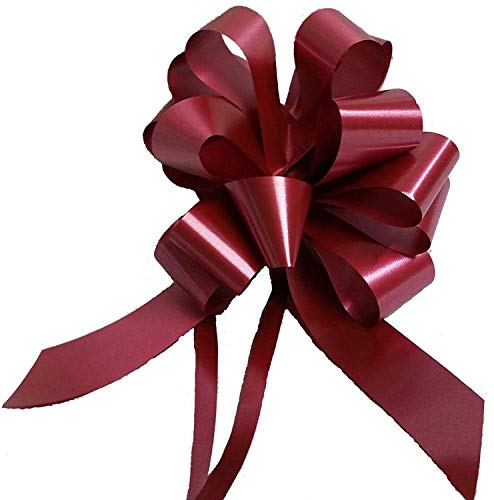 Bolis Lot de 30 nœuds pour mariage, voiture, maison, baptême, diplôme, communion, ruban 3 cm, diamètre du nœud 10 cm (Bordeaux) -