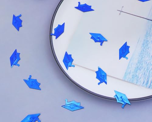 ONLYKXY 600pcs Graduation Cap Table Confetti Decor Glitter Graduation Hat Decoration for High School College Grad Party Decor Chocolate Favor Envelope Decal Foil Theme Scatter Bless Confetti (Blue) - Thumbnail 4