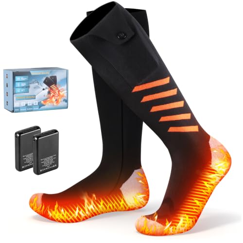 Heated Socks for Men and Women, 2 x 6000mAh Battery Rechargeable Heated Socks, Up to 10 Hours of Warmth, 360° Heating, Washable Electric Socks for Camping, Skiing, Hiking, Fishing and Outdoor Work - image 1