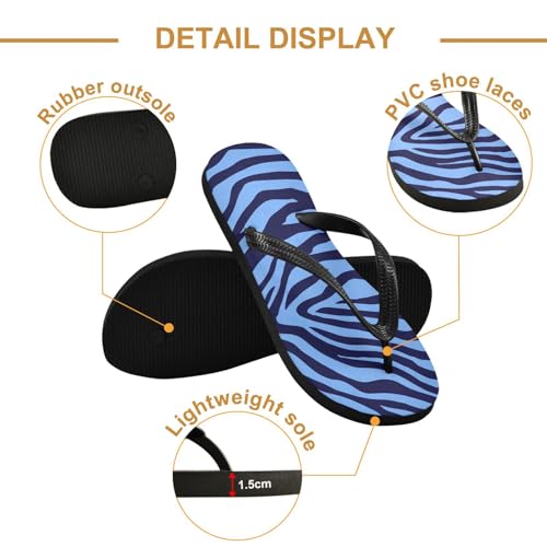 Blue Zebra Stripes Flip Flop Beach Summer Casual Sandal for Women & Men Shower Shoes 208618092