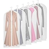 KEEGH Kleidersack Lang 60x152cm, Klar Kleiderhüllen Abdeckung mit Reißverschluss, Kleidersack Jacke Mantel Kleider Abendkleider Anzug Schutz Kleiderhulle Anzughulle Anzugsack Durchscheinend (6 Stück)