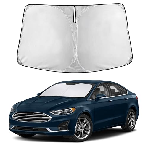 Image of Autovir Windshield Sun Shade Fit for 2013-2019 2020 2021 Ford Fusion Sunshade, Front Car Window Shades Sun Visor, Blocks UV Rays & Heat, Car Accessories