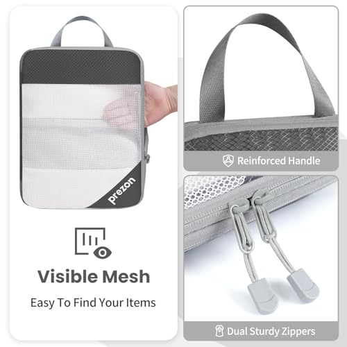 Versatile 6-Set Compression Hollow Packing Cubes, Full Open Visible Design, Space-Saving and Lightweight, Customized Cationic Material, Portable and Durable Luggage Organizer, Grey - Image 5