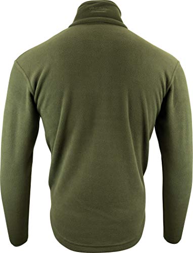 JACK PYKE Men's Lightweight Fleece Jacket, Long Sleeve Fleece Top With Contrast Collar, Elbow Patches & Zipped Pockets, Ideal For Hiking, Hunting & Country Wear – Dark Olive, Small