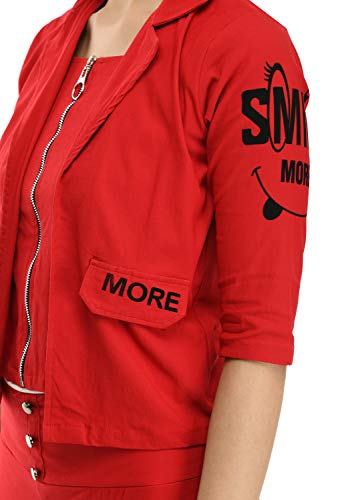Image of Neysa Women's Maxi Chain Regular Maxi Jacket Dress (Red, Large)