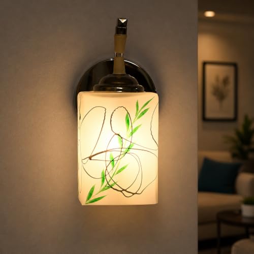 Image of ADWAIT Home Decor Wall Lights Glass Lamp Shade with Premium Finish & E27 Bulb Holder for Living Room, Bedroom, Balcony, Kitchen, Cafes | Decorative Night Lamps Fixtures | Elegant Wall Hanging Lights