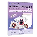 HUSPER Sublimation Paper 8.5x11 Inch, Work with Sublimation Ink and E Sawgrass Inkjet Printers for Mugs T-Shirts Light Fabric and Other Sublimation Blanks (50 Sheets, 125G) (A-8.5x11)