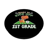 Back To School Dinosaur Ready To Kick Off 1st Grade Soccer PopSockets Swappable PopGrip
