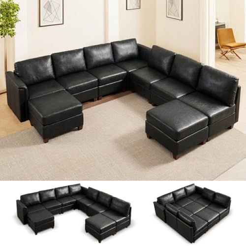 115 Faux Leather Modular Sectional Sofa Set