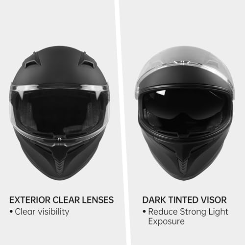 Full Face Motorcycle Helmet DOT Approved, Dual Visor Street & Dirt Bike Helmet for Adults Men Women, Moto ATV UTV by CUTEY - Used condition - Image 4
