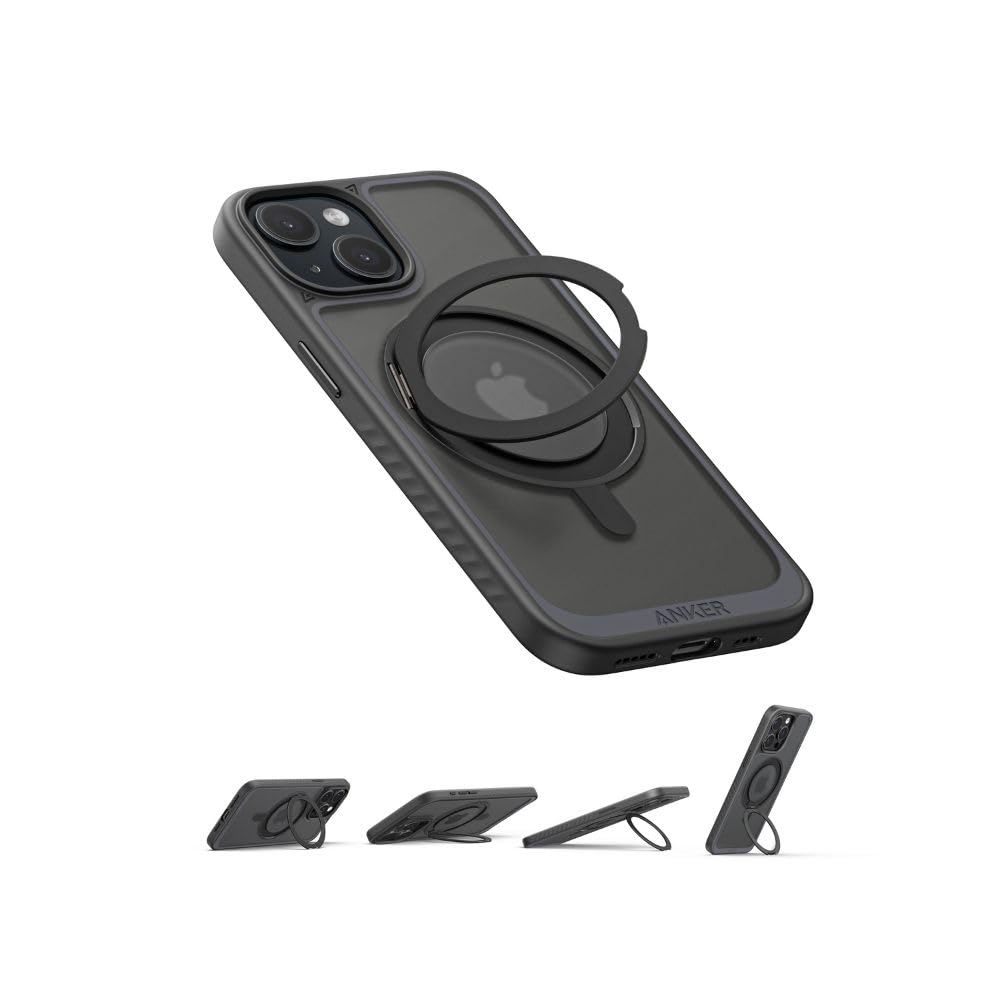 Magnetic Phone Case for iPhone 16 Pro Max Case, Anti-Slip & Drop-Proof Cover with 360° Ring Stand, iPhone Case Compatible with MagSafe, Exclusively Designed for iPhone 16 Pro Max, Black Color