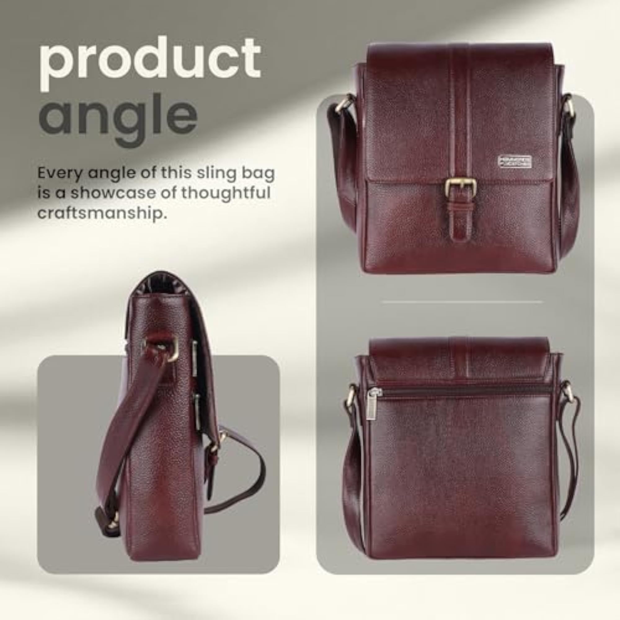 Men's Original Bombay Leather Messenger Sling Bag, Office